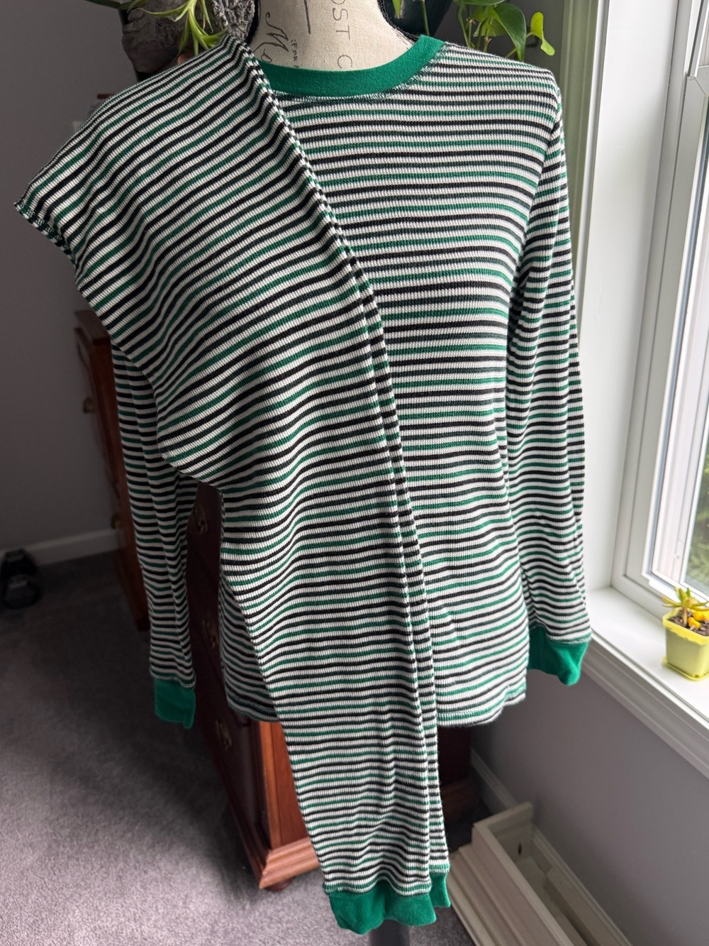 Victoria’s Secret Pajama Set Thermal Stripes Medium